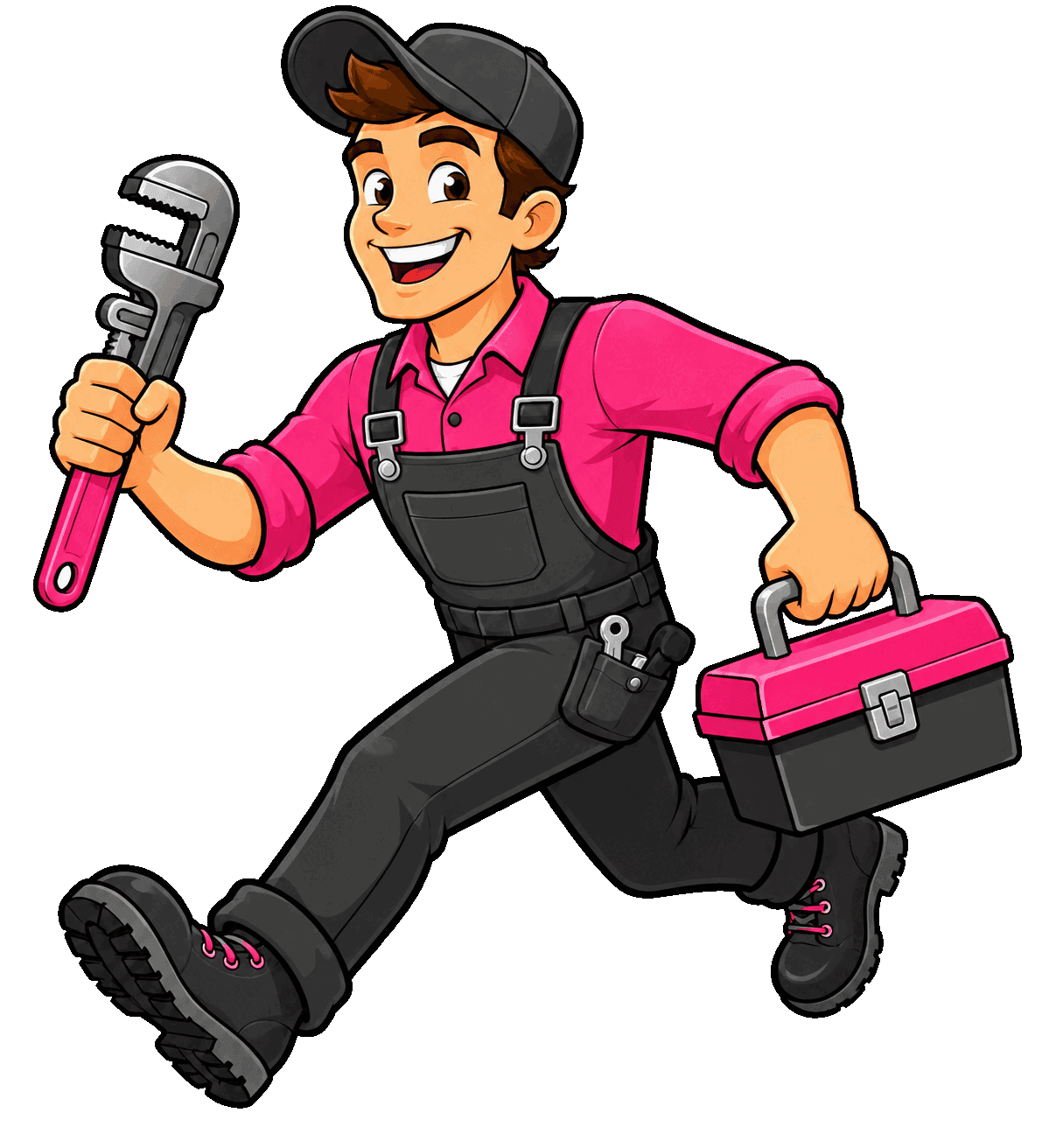 Home Advantage plumber running with a toolbox and wrench